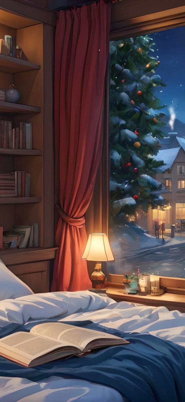圣诞节夜晚的温馨卧室