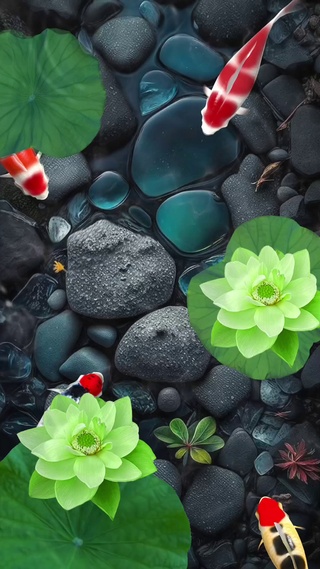 荷花锦鲤