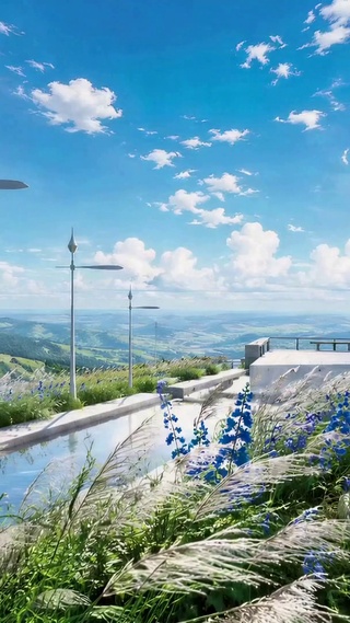 晴空远山观景台治愈风景