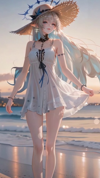 唯美海滨黄昏定格芙露德莉斯