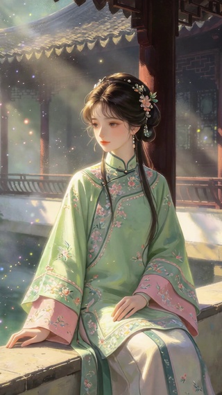古风庭院美女壁纸