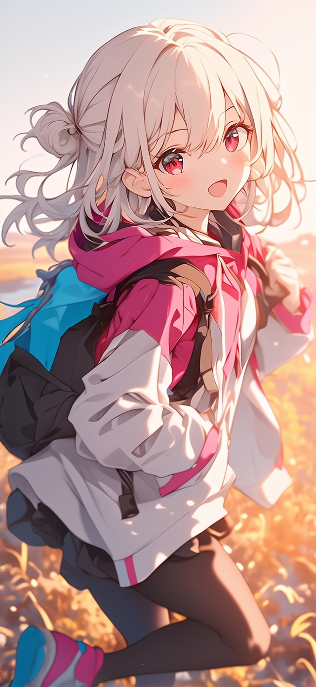秋日唯美稻田少女