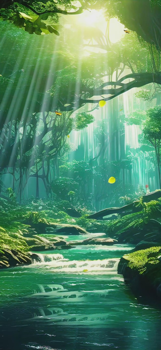 森林小溪AI壁纸