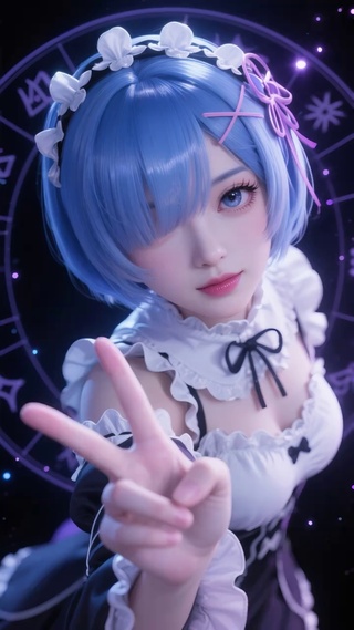 蓝发清纯少女