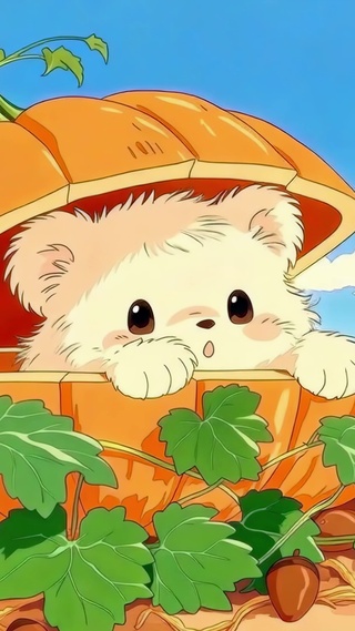 南瓜屋里的小白熊