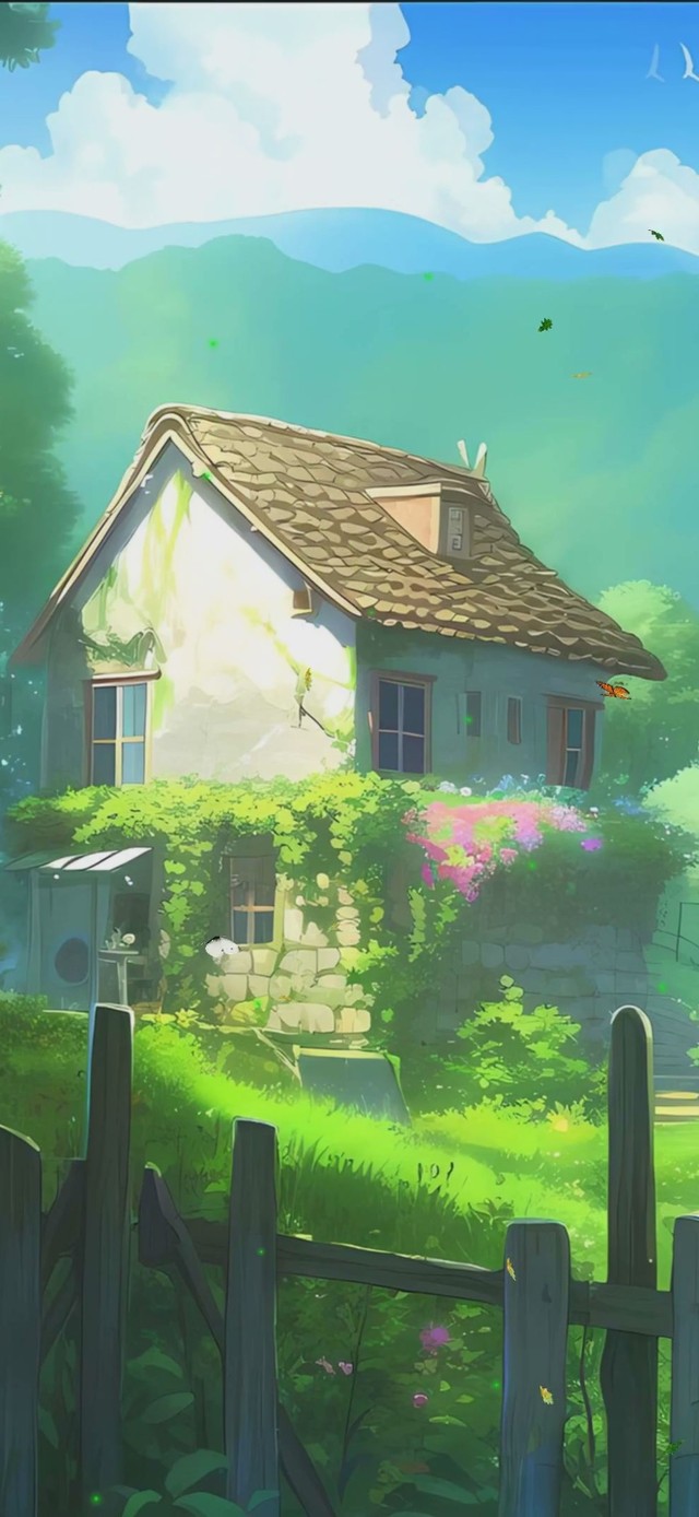 护眼蓝天白云绿景