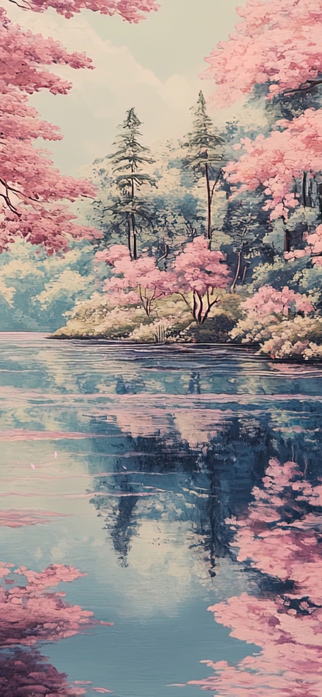 樱花湖畔唯美山水