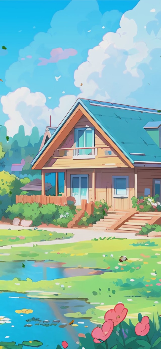 护眼蓝天白云绿景