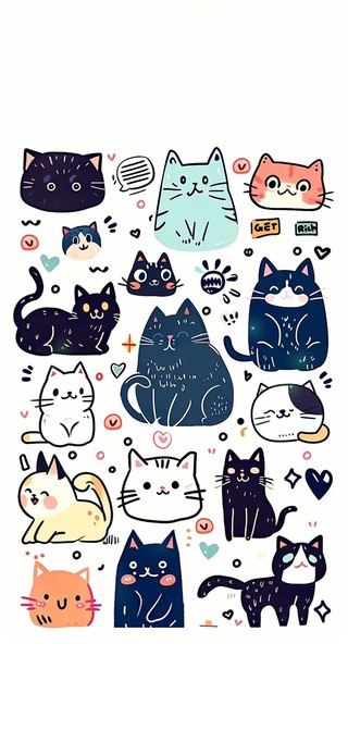 小猫贴画～