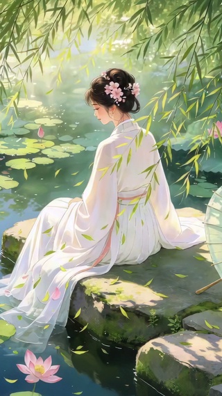 美女荷花池