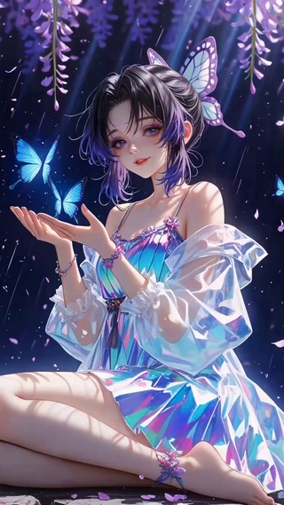 紫藤雨下蝴蝶忍