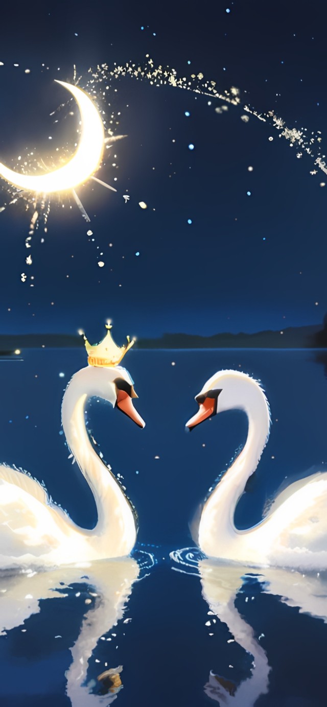 浪漫湖面天鹅