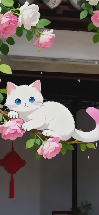 蔷薇花小猫