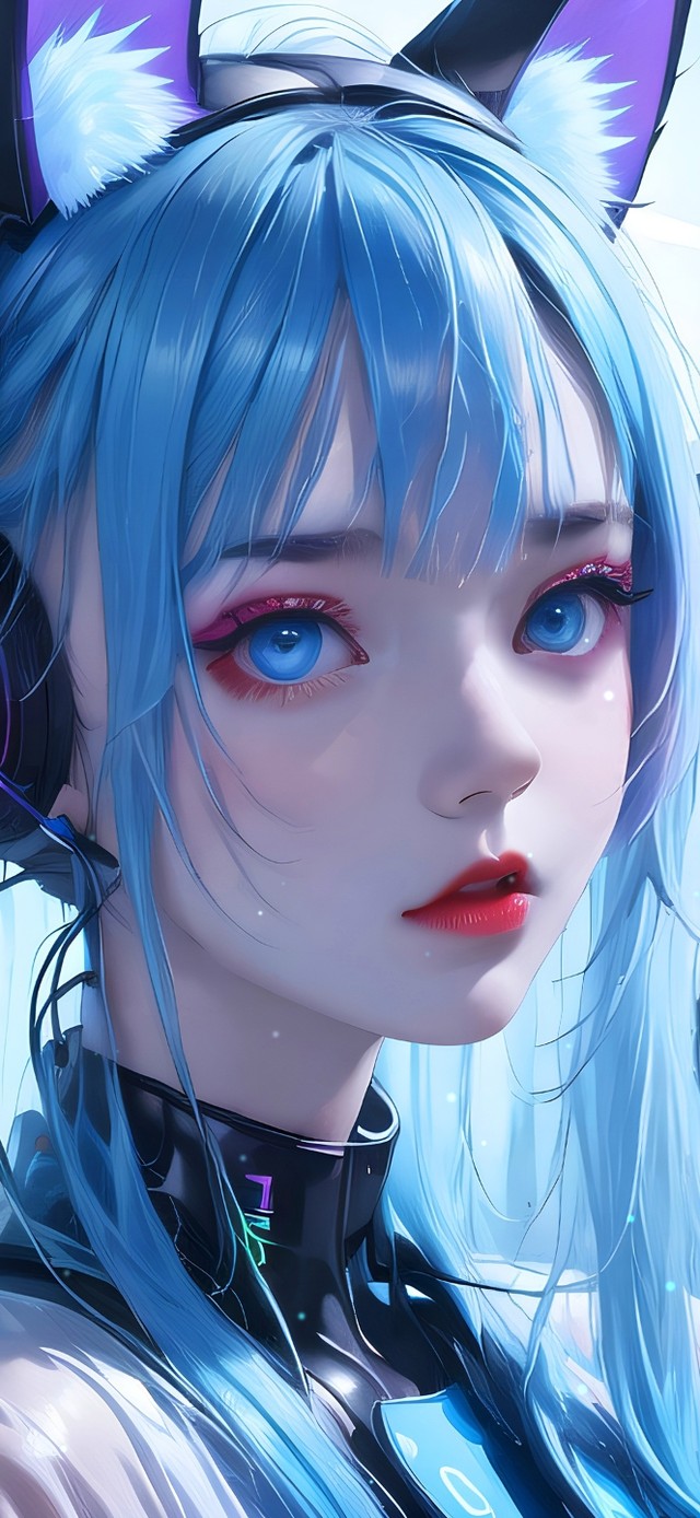 4k蓝发电竞女孩