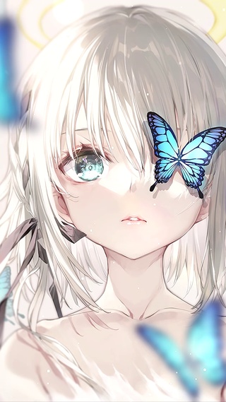 可爱蓝蝶少女