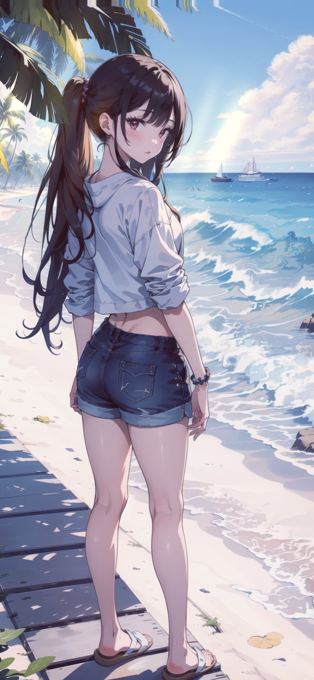 海边度假少女