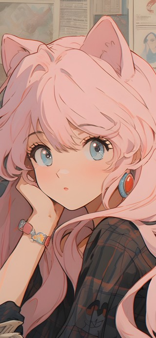 旧漫 粉发猫娘