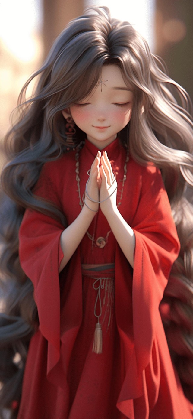 祈祷的小女孩