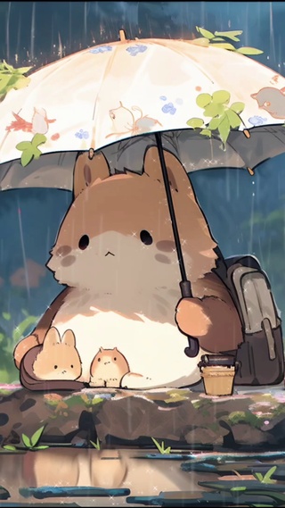 松鼠撑伞