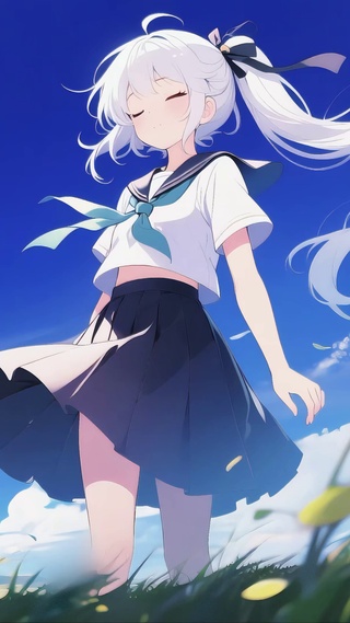 草原借风散意少女