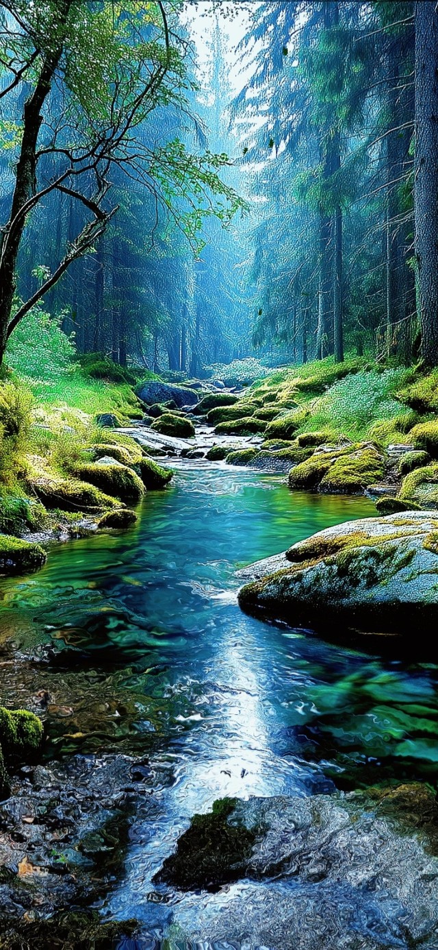 超解压静谧山林溪流