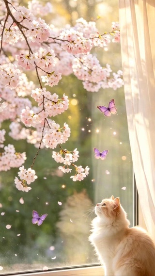 猫与花
