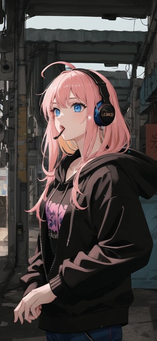 小巷卫衣女孩