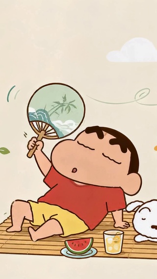 蜡笔小新夏日摇扇纳凉
