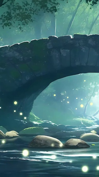 护眼绿景树木河流