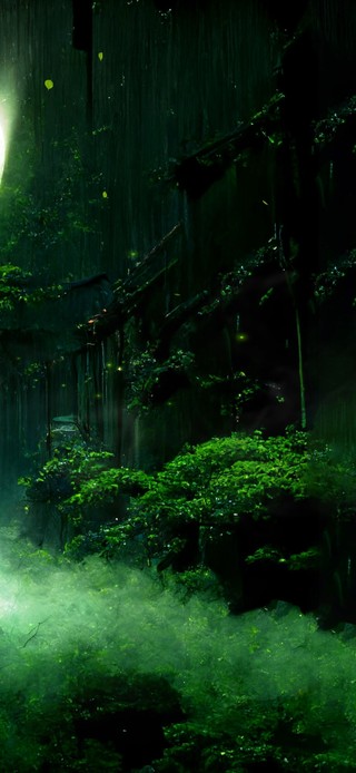 唯美护眼绿林秘境圆月