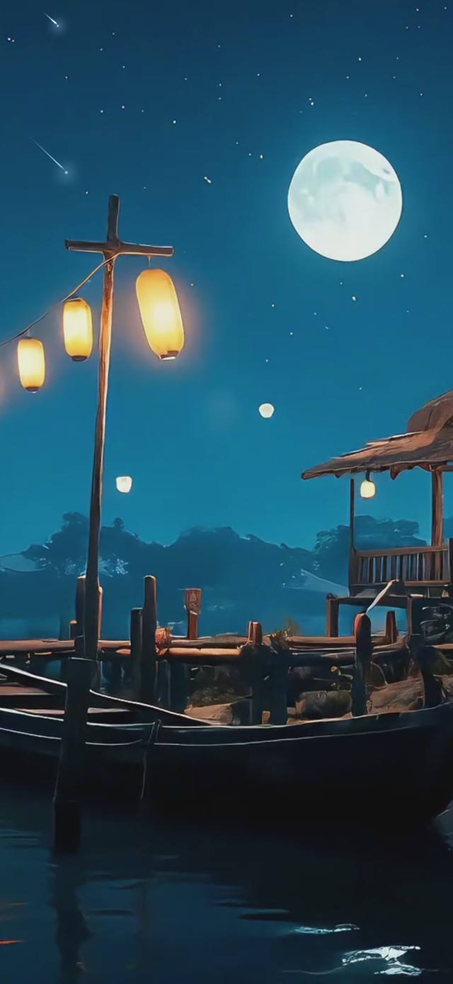 月夜湖畔