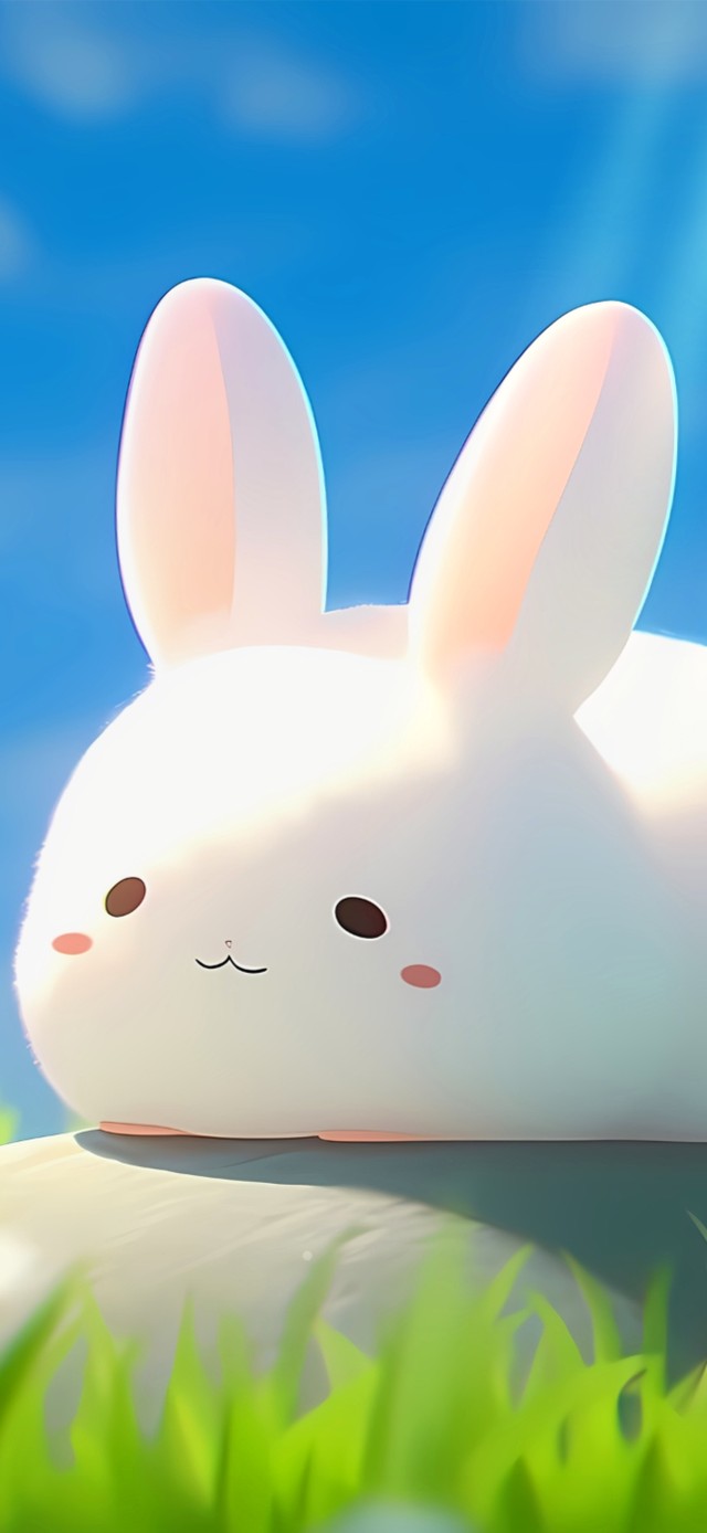 蓝天草地小白兔