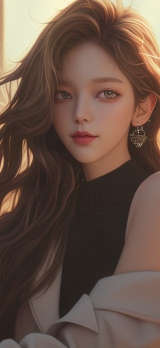 夕阳下的美女