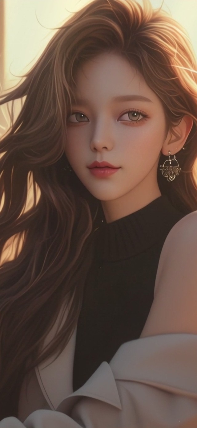 夕阳下的美女