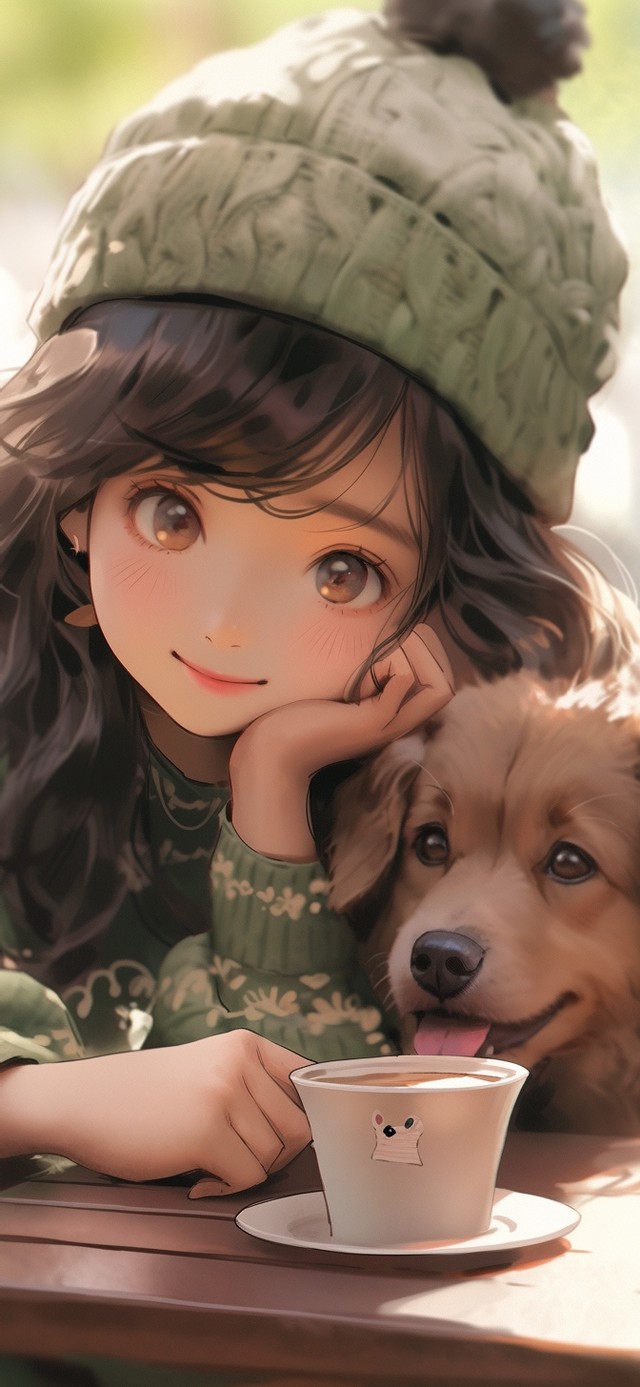 治愈女孩与小狗天天开心大吉大利