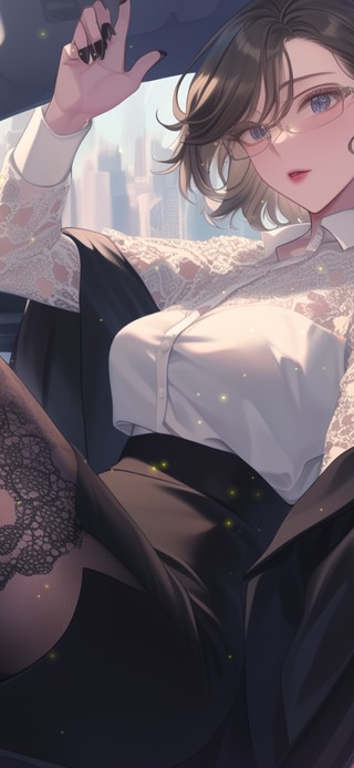 车内气质短发长腿美女
