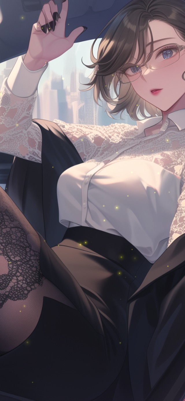车内气质短发长腿美女