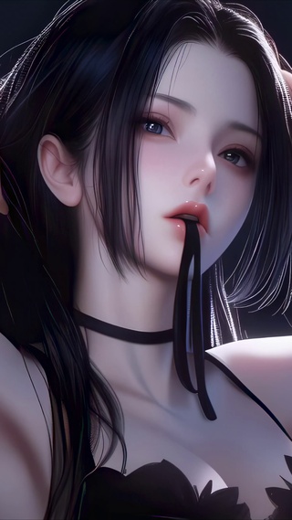 挽发女孩