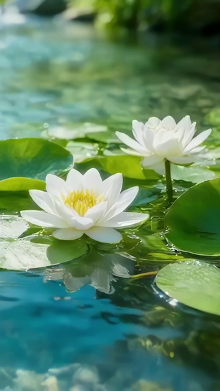 波光粼粼的莲池