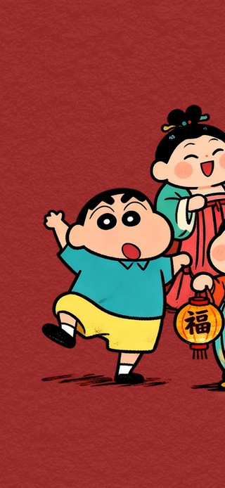 小新与众神国潮祝福壁纸