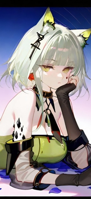 趴着的黑丝jk少女-凯尔希