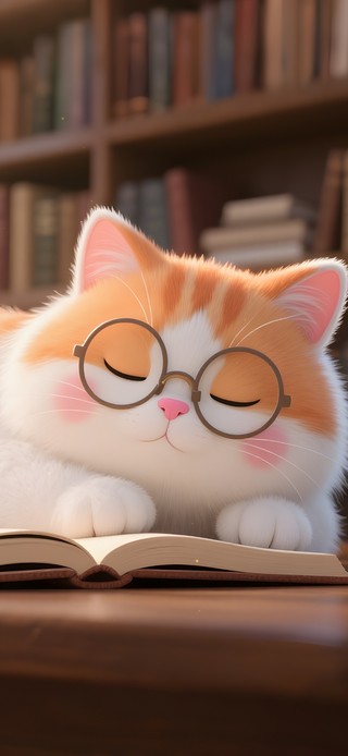 书桌上的猫咪