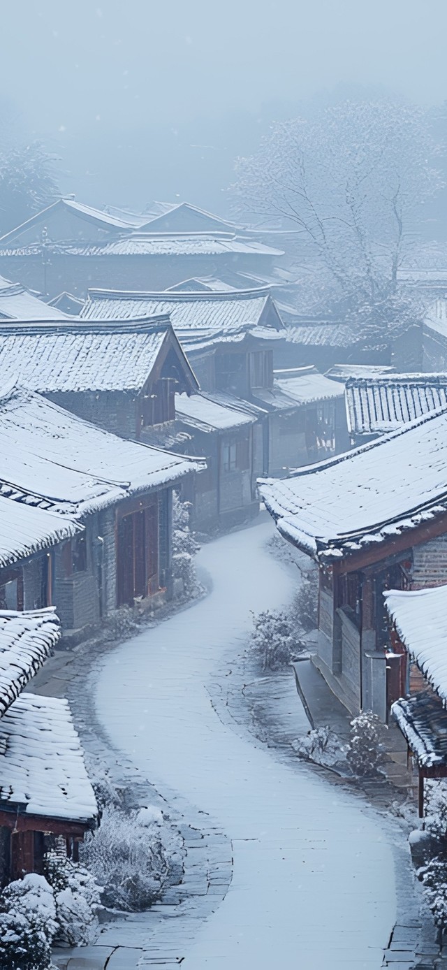 小镇大雪