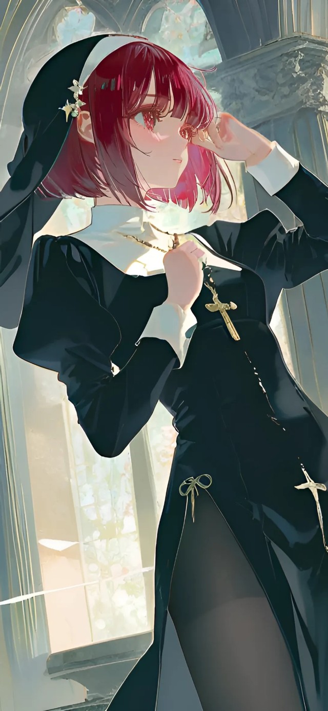 有马加奈-黑丝修女制服美女