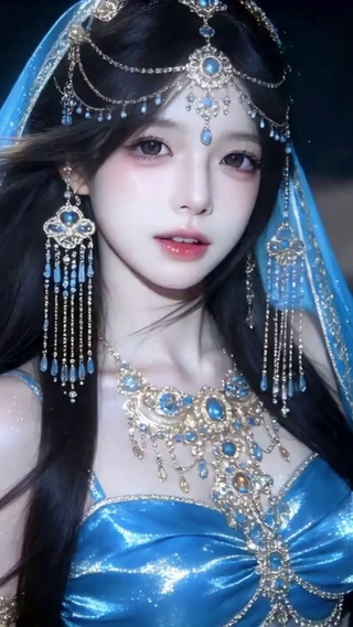 克莱因蓝衣西域少女