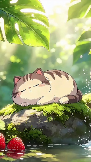 夏日纳凉小猫