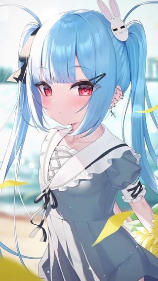 清纯蓝蝶飞舞少女