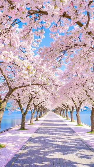 护眼湖中樱花小路