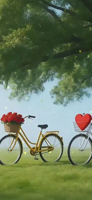 护眼树下自行车