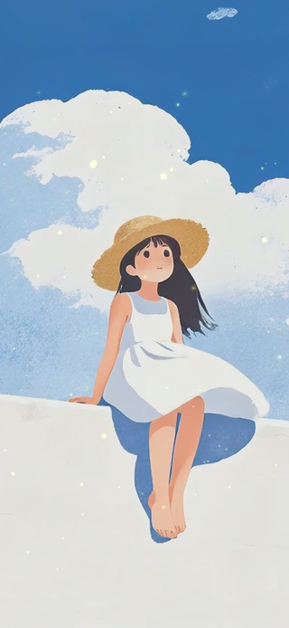 清新蓝天小女孩